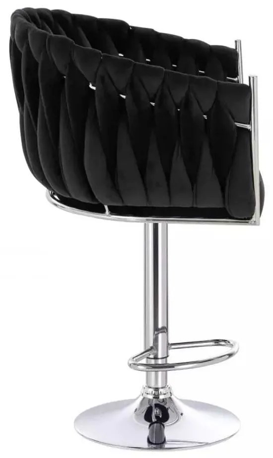 LuxuryForm DESIGN Barová stolička NORDEN VELUR na striebornom tanieri - čierna