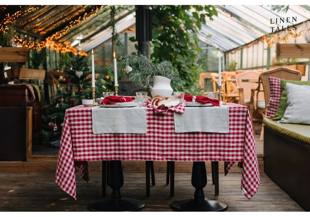 Ľanový obrus 140x350 cm Red Gingham – Linen Tales