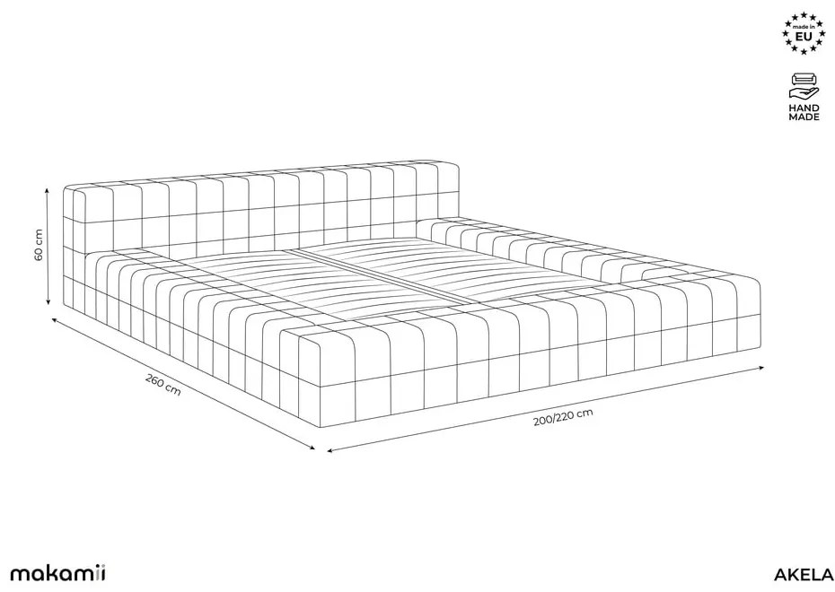 Tmavosivá čalúnená dvojlôžková posteľ s roštom 160x200 cm Akela – Makamii