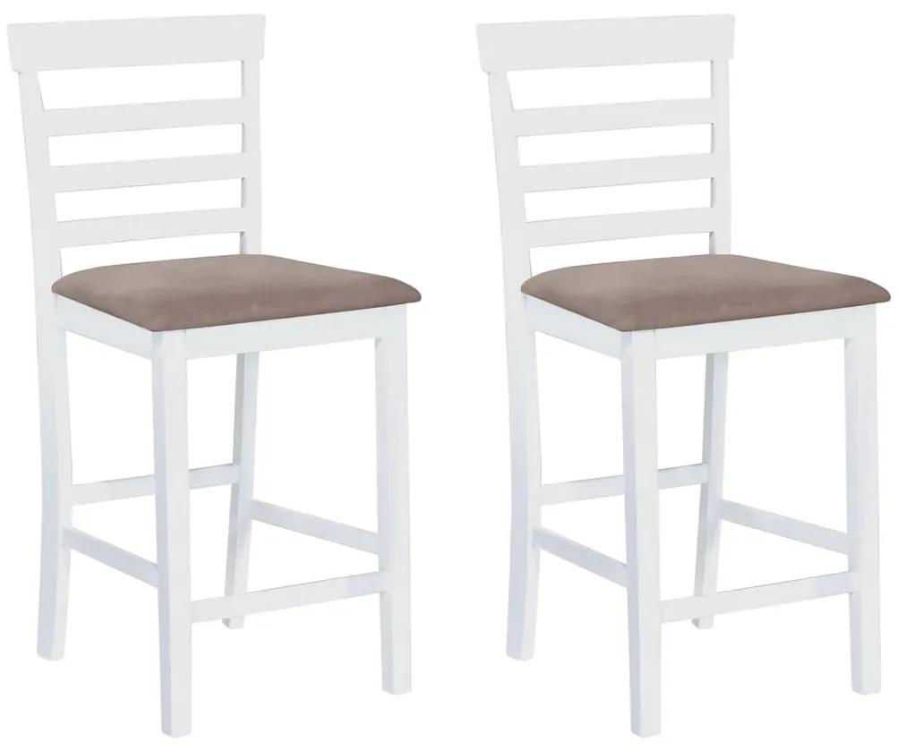 vidaXL Bielo béžové drevené barové stoličky, 2 ks