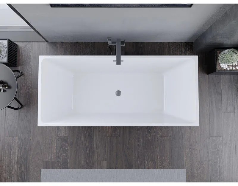 Mexen Lita, voľne stojaca vaňa 170 x 75 cm, biela-čierna, brúsený grafit prepad, 52121707575-95