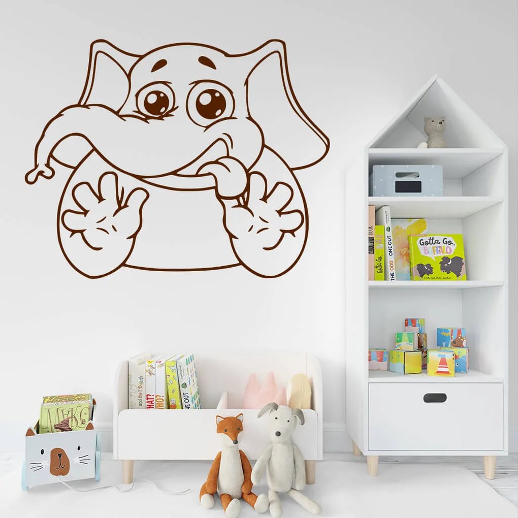 Veselá Stena Samolepka na stenu na stenu Slon Farba: černá