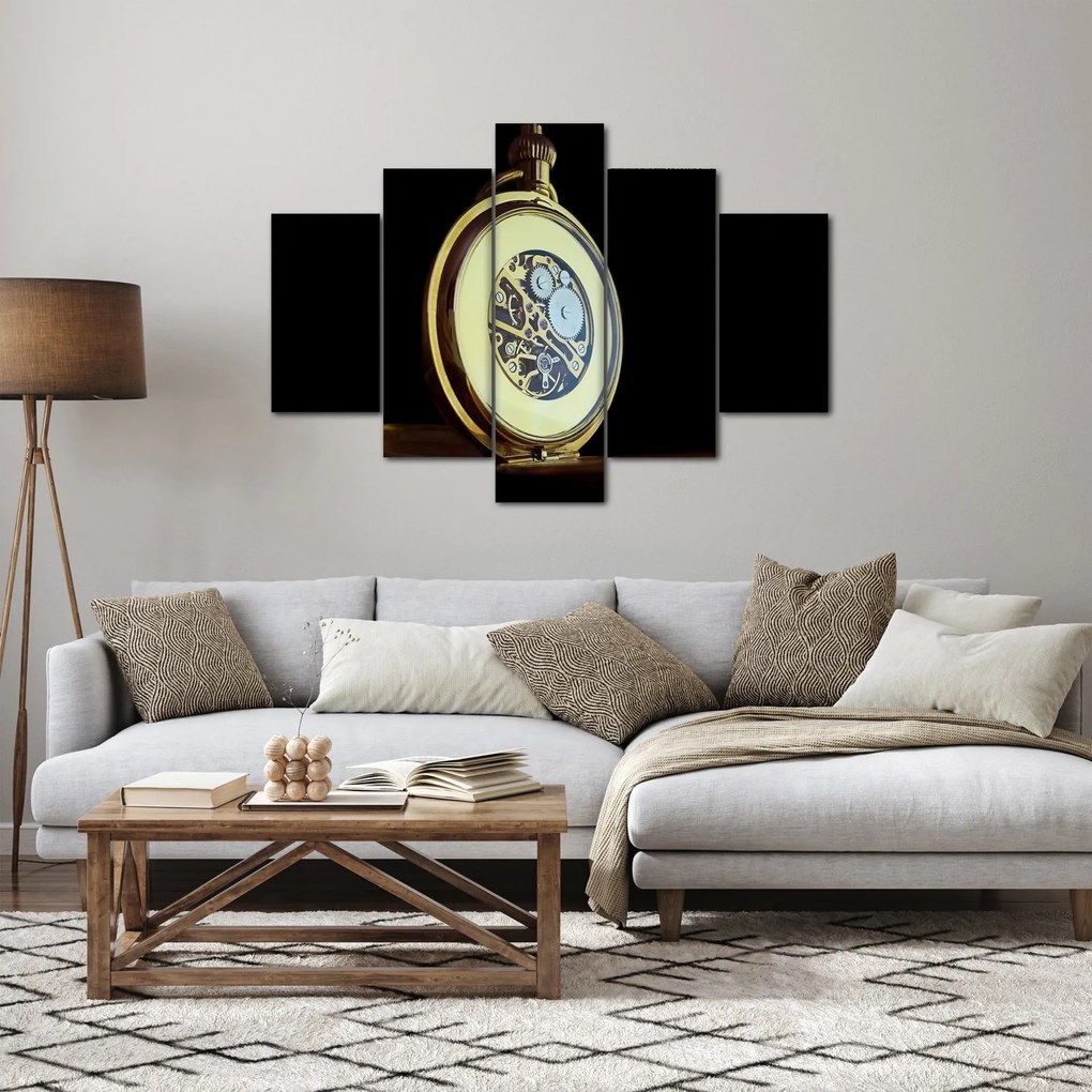 Obraz zlatých vreckových hodiniek (150x105 cm)
