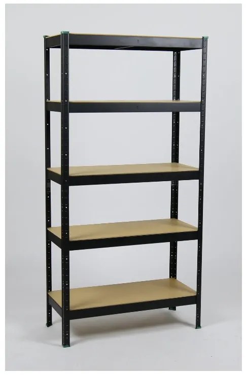 Fistar Regál 1800x900x300 mm lakovaný 5-policový, nosnosť 875 kg - ČIERNY
