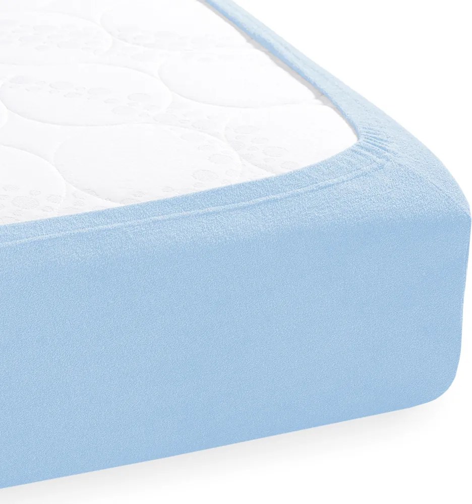 Detské froté napínacie prestieradlo do postieľky FR-014 Nebesky modré 70 x 140 x 10 cm - do postieľky