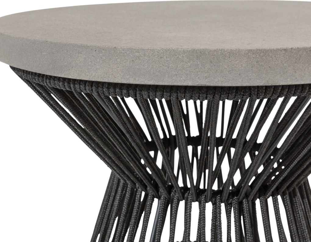 Odkladací stolík s polycementovou stolovou doskou a textilným výpletom