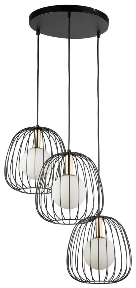 Luster na lanku BELL 3xG9/12W/230V čierna/zlatá