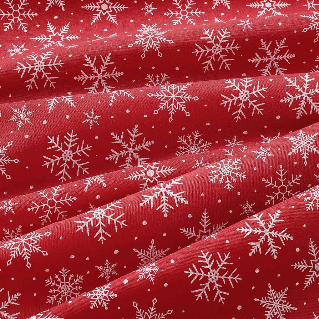 Goldea vianočný okrúhly obrus valencia - biele vločky na červenej Ø 100 cm