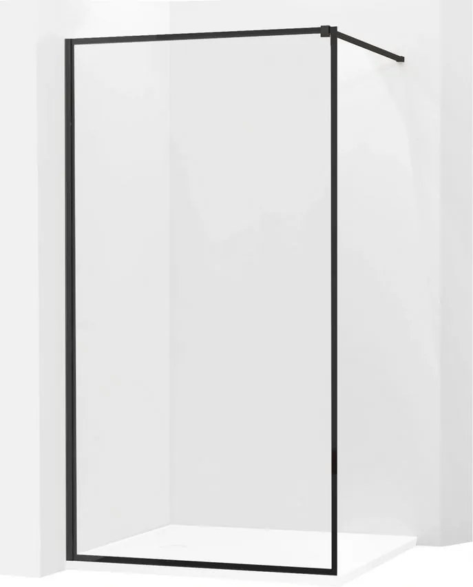 Mexen KIOTO sprchová zástena WALK-IN 8mm, 90x200 cm, čierny rám, 800-090-000-00-70