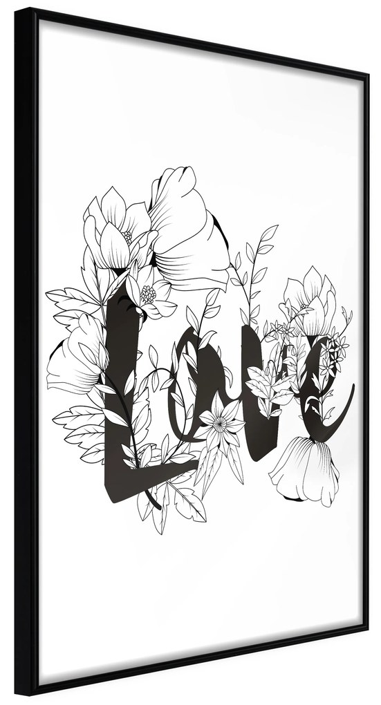 Artgeist Plagát - Love With Flowers [Poster] Veľkosť: 20x30, Verzia: Čierny rám s passe-partout
