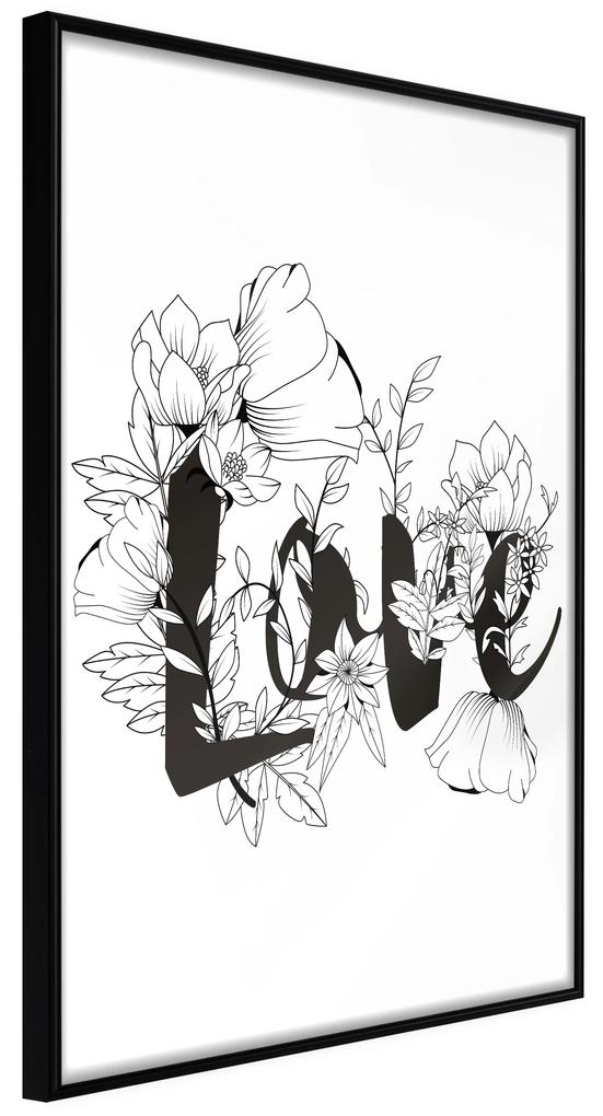 Artgeist Plagát - Love With Flowers [Poster] Veľkosť: 20x30, Verzia: Čierny rám