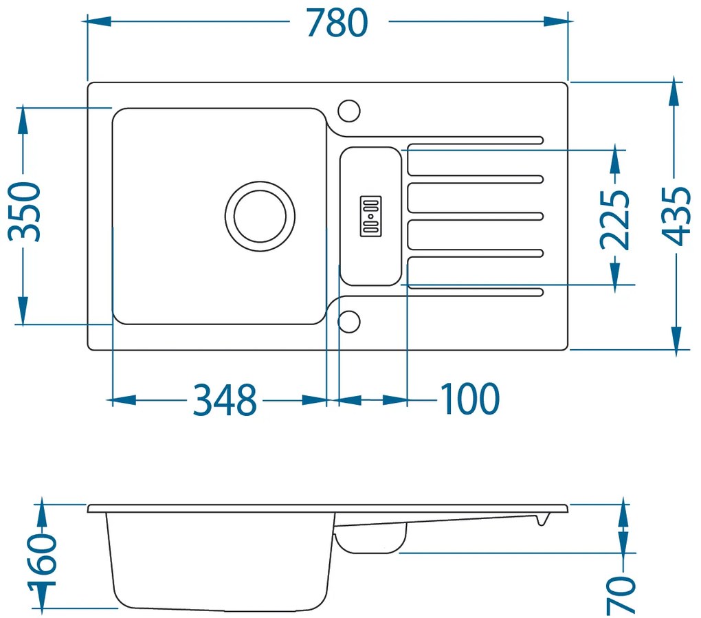 ALVEUS CZ NIAGARA 70 G-91 černá (780x435mm)+ pop- up sifon