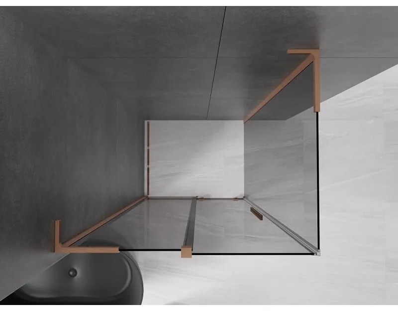 Mexen Velar L, sprchový kút s posuvnými dverami 100 x 80 cm, 8mm šedé sklo, medená matná, 871-100-080-43-65