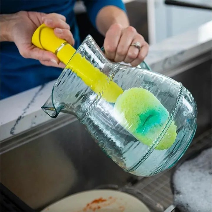 Scrub Daddy Dish Daddy hubka na umývanie riadu, s rukoväťou a dávkovačom saponátu