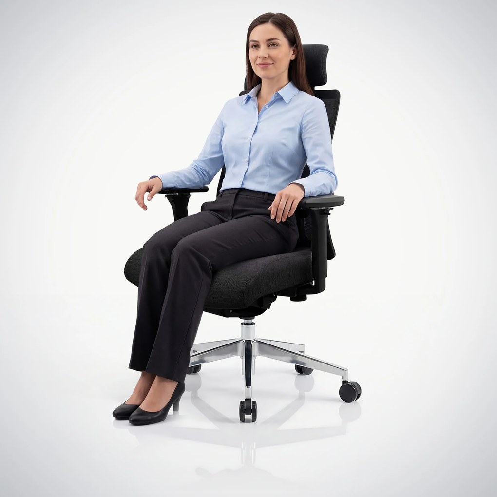 Ergonomická otočná kancelárska stolička so sieťovaným operadlom, čierna: VECTOR
