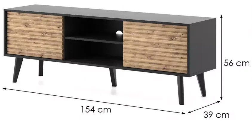 Televizní stolek Willow II 154 cm dub artisan/černý