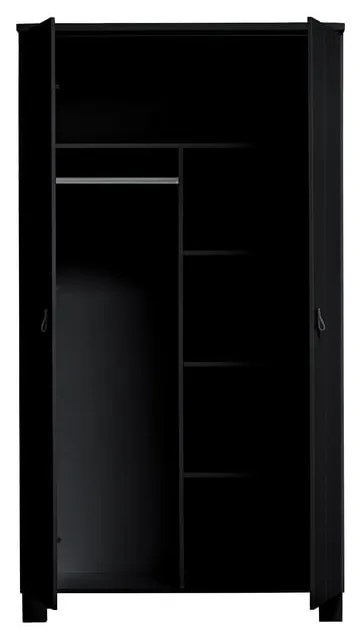 Čierna šatníková skriňa z borovicového dreva 111x202 cm Ties – WOOOD