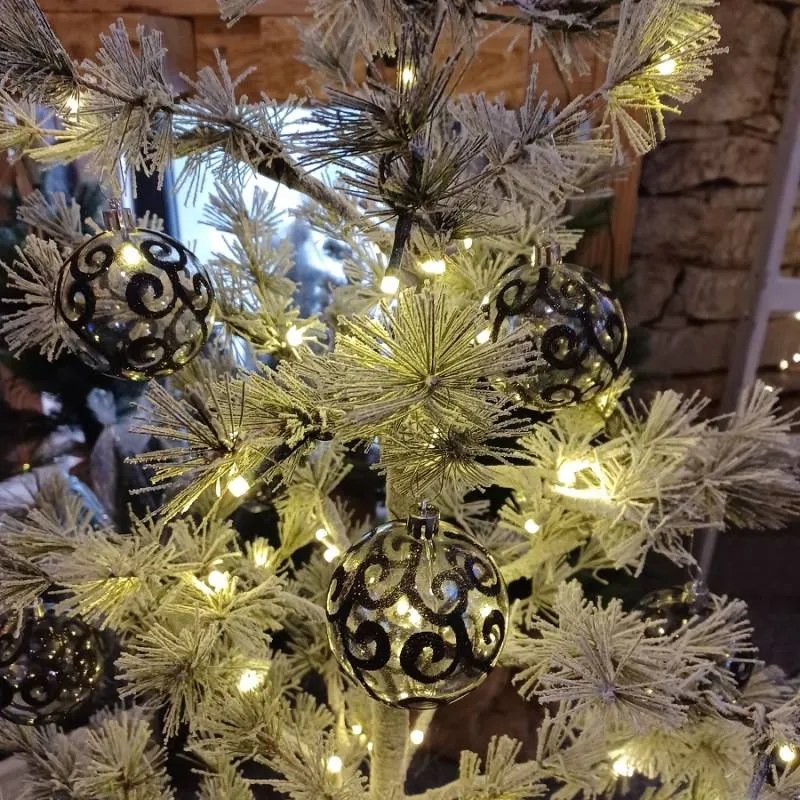 DECOLED Plastové ozdoby, prům. 7 cm, 18 ks, černá