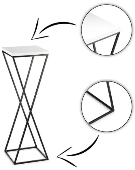 Stojan na kvety LOFT 70x24 cm čierna/biela