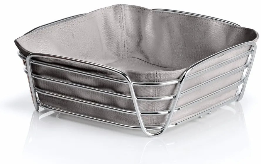 Sivý košík na pečivo so sivou bavlnenou vložkou Blomus Delara, šířka 25 cm