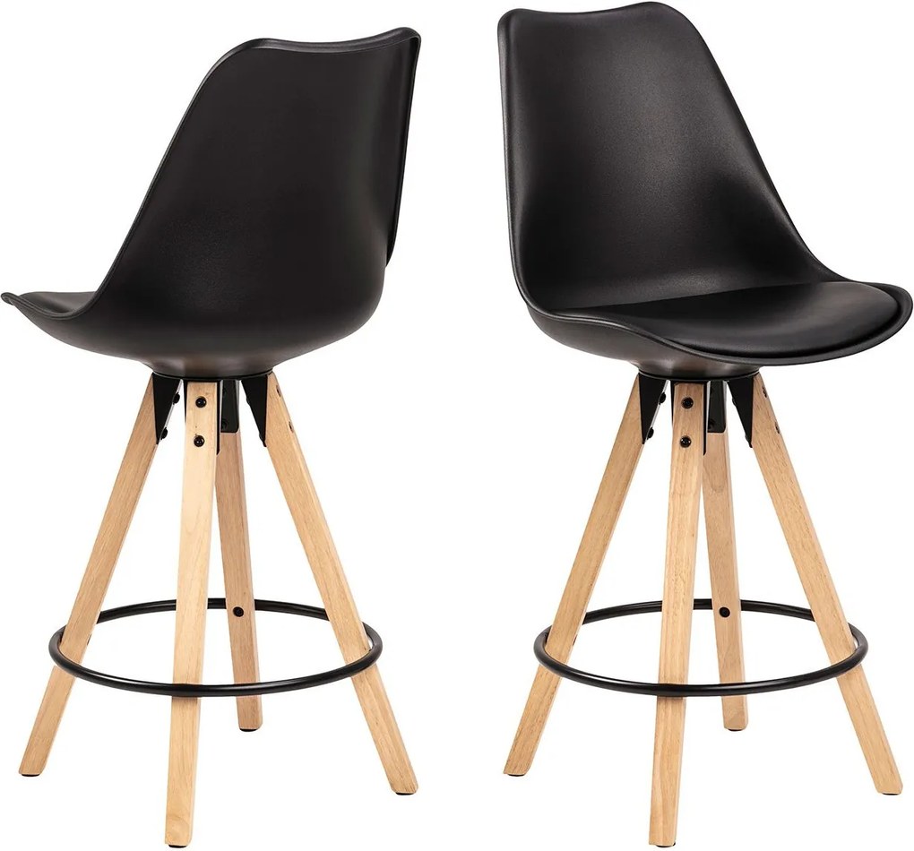 ACTONA Sada 2 ks − Barová stolička Dima čierna 101.5 × 48 × 55.5 cm