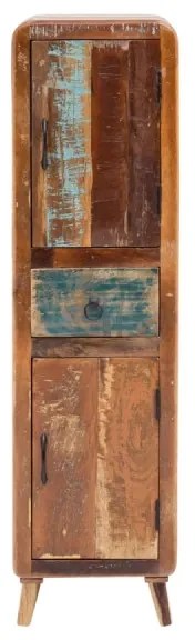 furniture-nabytek.cz - Masívna kúpeľňová vysoká skrinka Calcutta II z recyklovaného dreva, lakovaná, viacfarebná – 35×35×135 cm