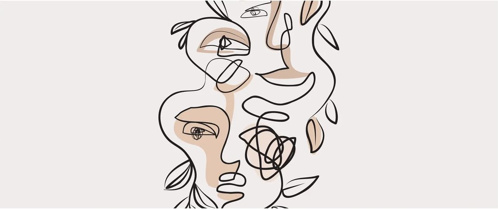 Obraz - Line art tváre (120x50 cm)