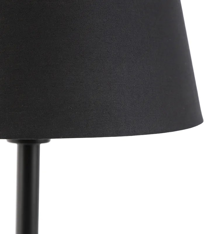 Klasická stolná lampa čierna s čiernym tienidlom 32 cm - Simplo