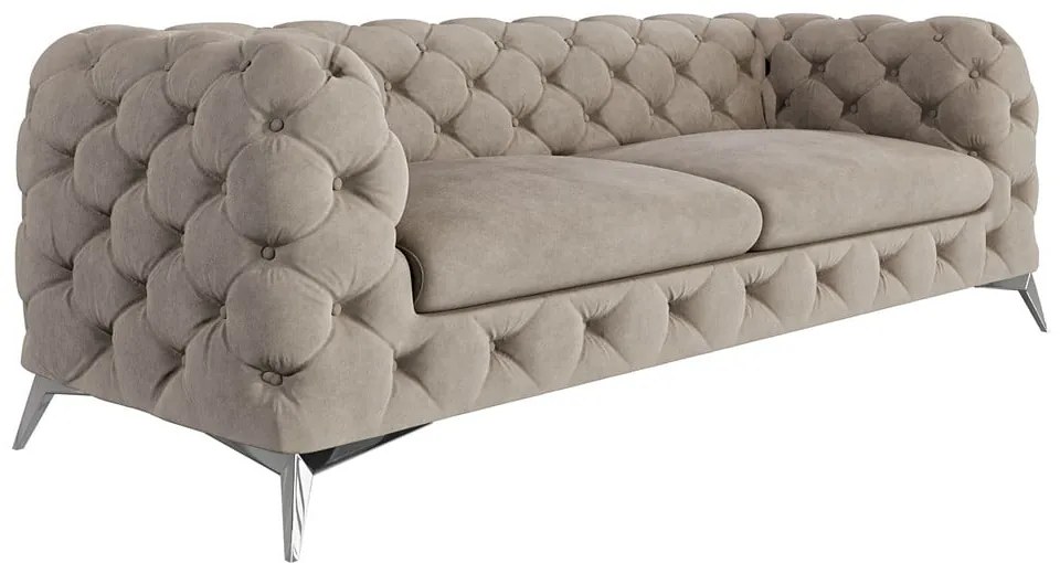 Sivobéžová zamatová pohovka 225 cm Chelsea – Ropez