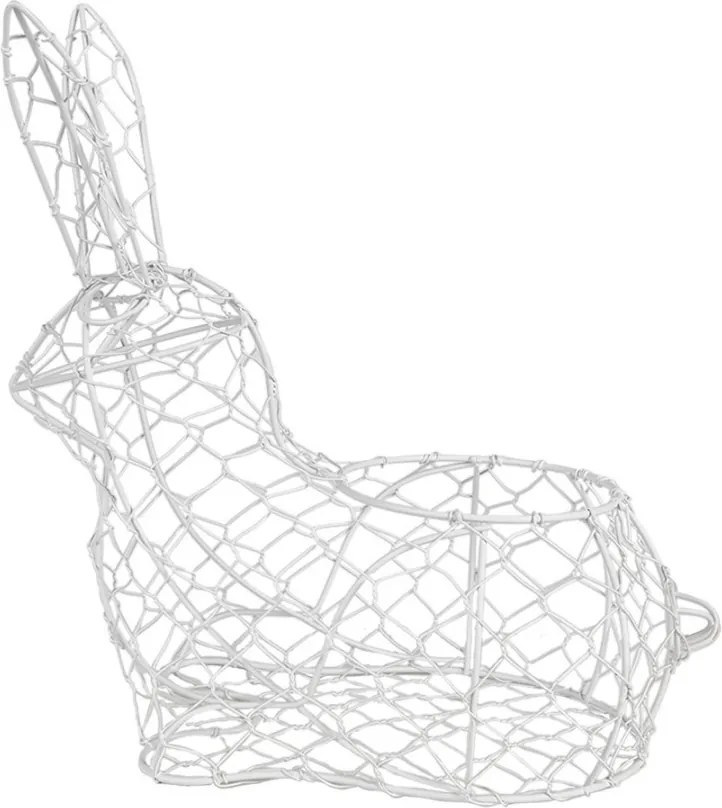 Biely drôtený dekoračný košík králik Bunny L - 28*15*30 cm
