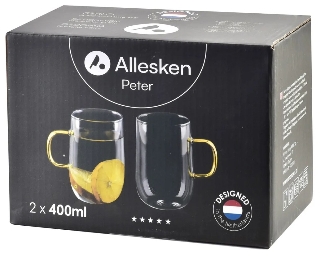 Sklenený hrnček Peter 400 ml sada 2ks