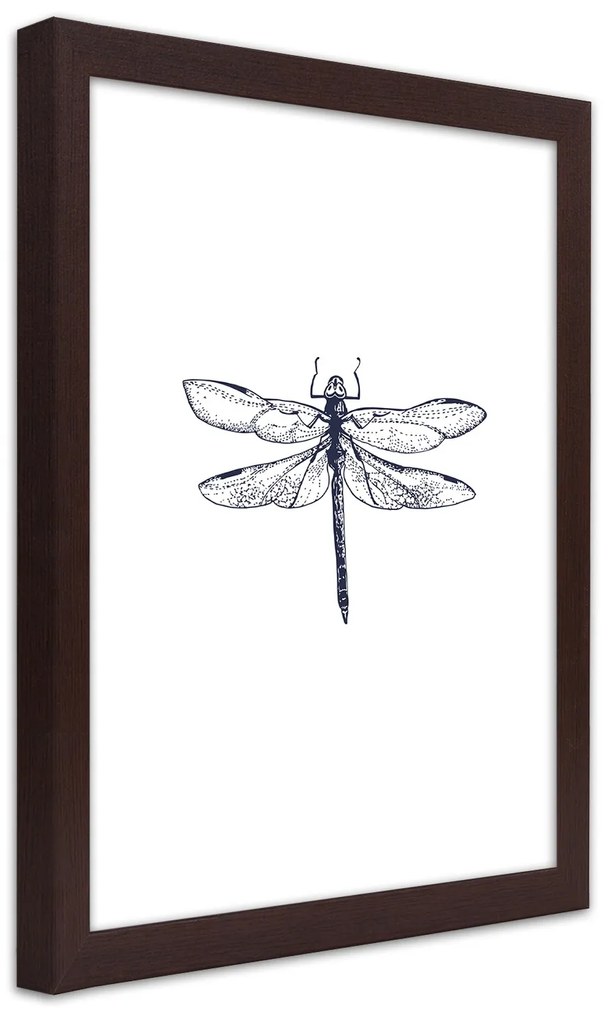 Gario Plagát Vážka nakreslená Farba rámu: Bez rámu, Rozmery: 40 x 60 cm