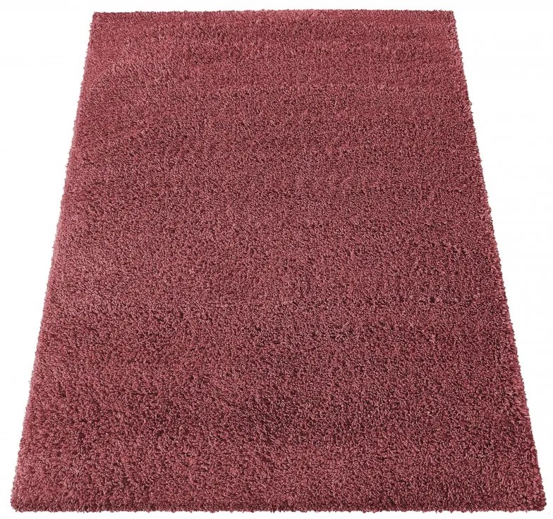 Moderný shaggy koberec v červenej farbe Šírka: 80 cm | Dĺžka: 150 cm