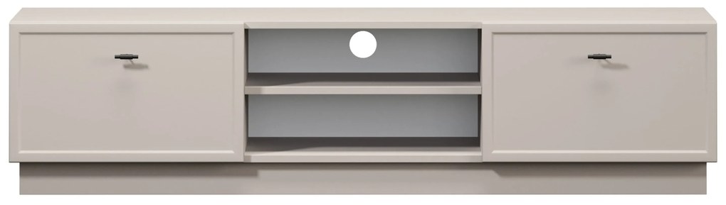 TV skrinka so zásuvkami Lorini 150 cm - kašmír / čierne úchytky T-bar