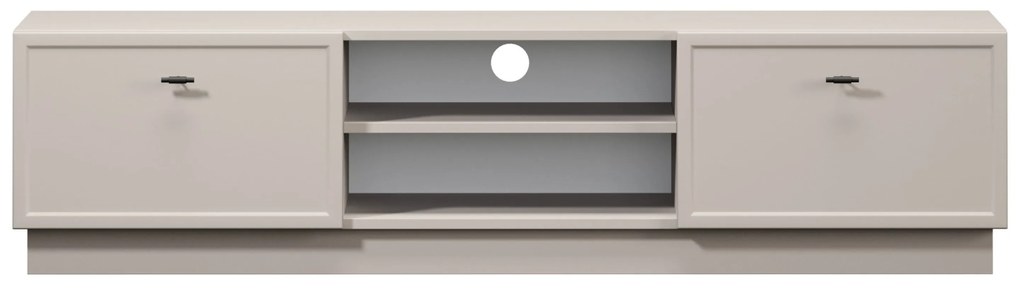 TV stolík Lorini 150 cm na sokli – kašmírová / čierne úchytky T