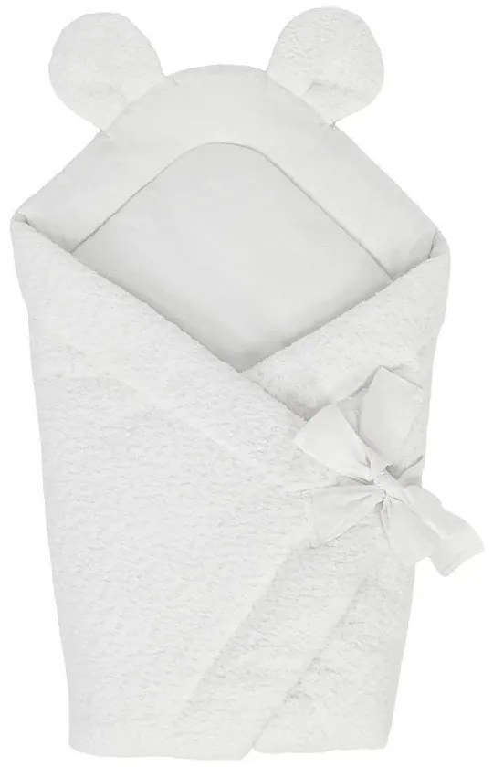 Biela detská zavinovačka z materiálu buklé 35x65 cm – Meowbaby
