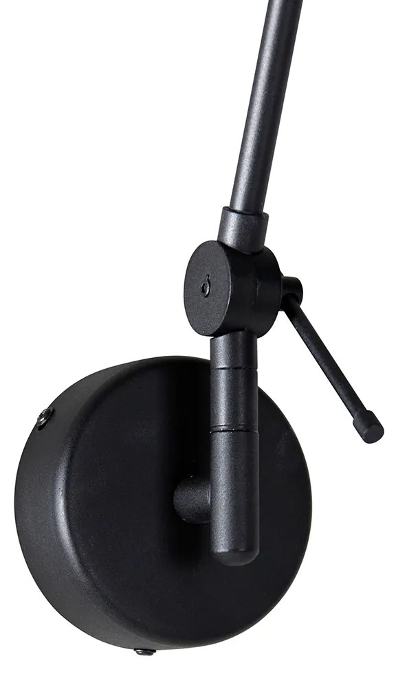 Nástenná lampa čierna s modrým zamatovým tienidlom 35 cm nastaviteľná - Blitz