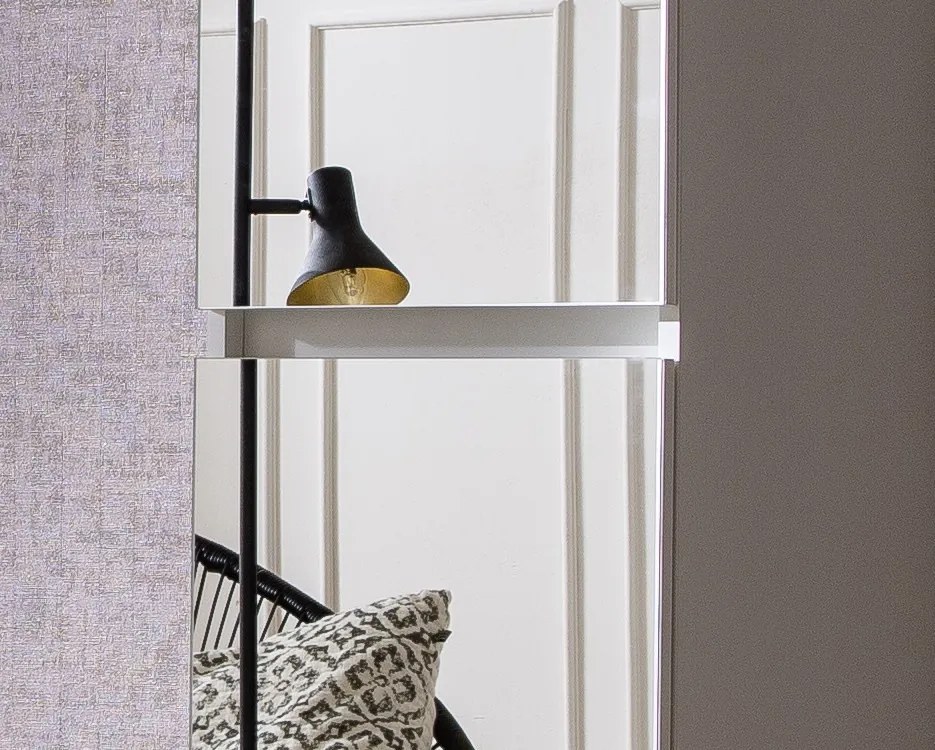 Zrkadlová viacúčelová skriňa s policami Mirror, 37 cm, biela