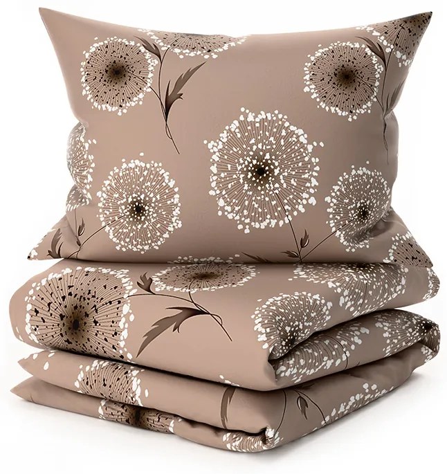 Sada mikroplyšových obliečok PAMPELINO svetlo hnedé + obliečka mikroplyš SOFT 180x200 cm biele, dvojlôžko