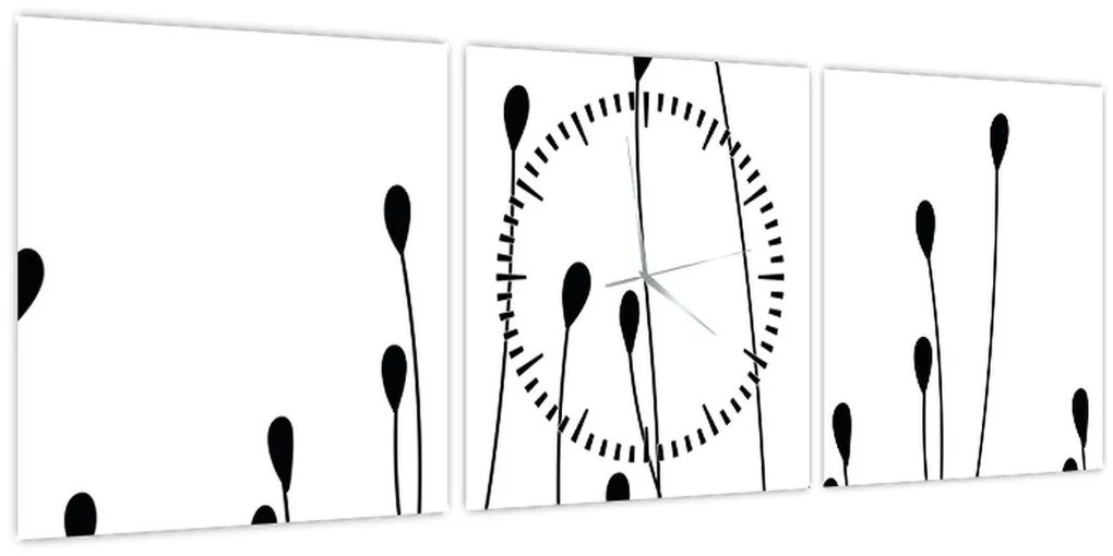 Obraz - Grafická lúka N⁰1 (s hodinami) (90x30 cm)