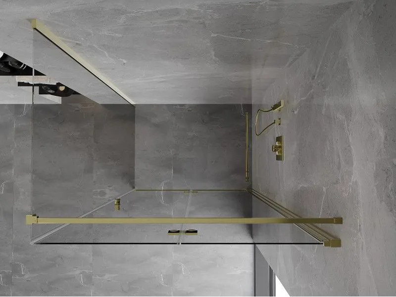 Mexen Mist-F T, 1-krídlový skladací sprchový kút pravý 100 x 85 cm, číre sklo, zlatý lesklý profil, 8A6T-100-085-50-00-P