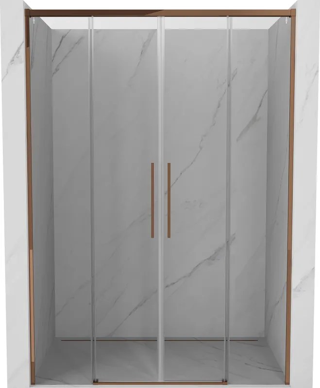 Mexen Rox, posuvné sprchové dvere 160 cm, 8mm číre sklo, ružové zlato profil, 8C2-160-002-60-00