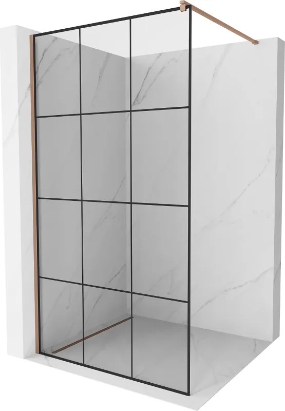Mexen Kioto sprchová stena 100 x 200 cm, transparentnéné/čierny vzor 8 mm, zlatoružová - 800-100-101-60-77