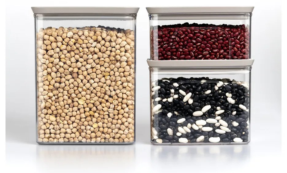 STEFANPLAST Súprava 3 obdĺžnikových dóz Tosca, transparetná/modrá