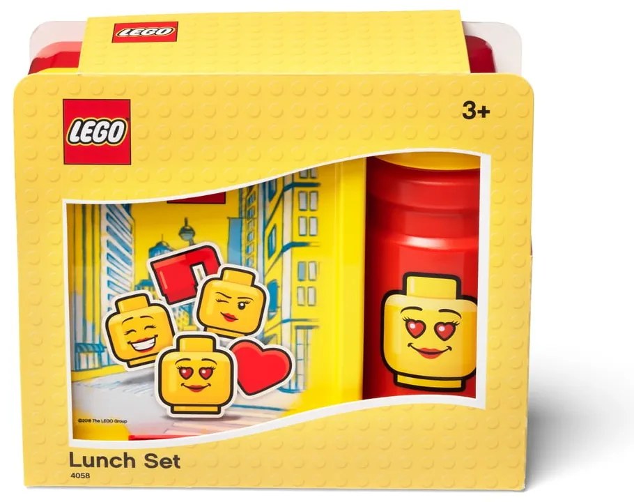 Set žlto-červeného desiatového boxu a fľaše na pitie LEGO® Iconic