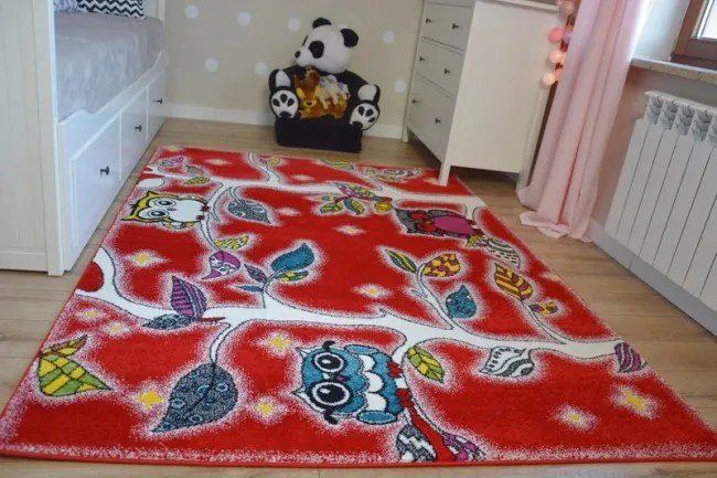 Detský koberec Kids Forest červený C427
