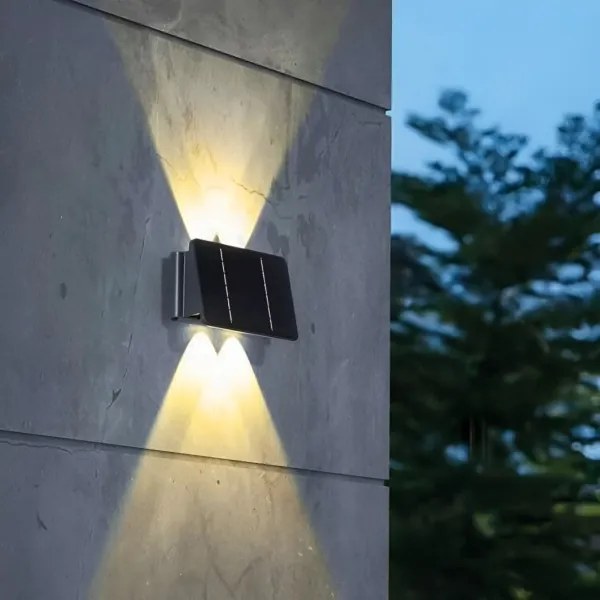 LED Solárne nástenné svietidlo 4xLED/1,5W/3,7V 1500 mAh IP54 čierna