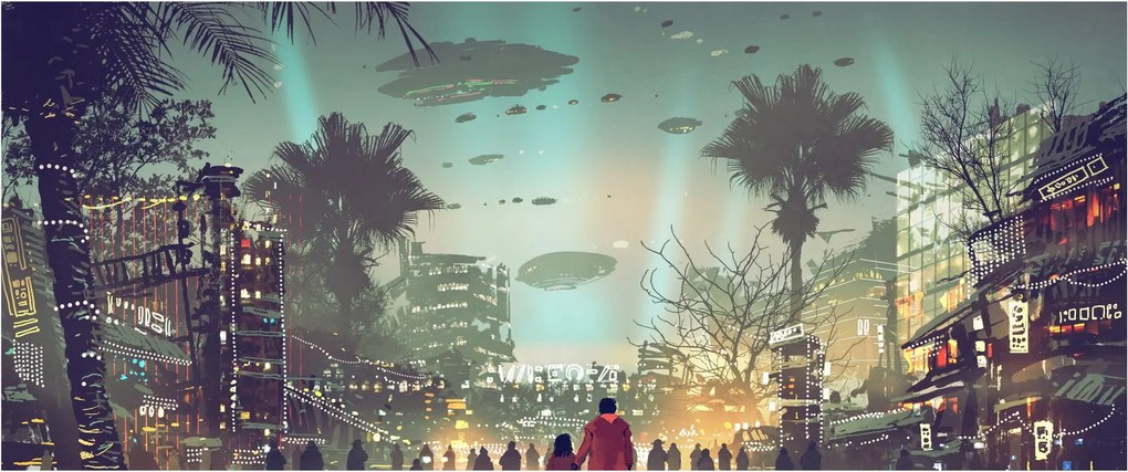 Obraz - mesto v budúcnosti (120x50 cm)