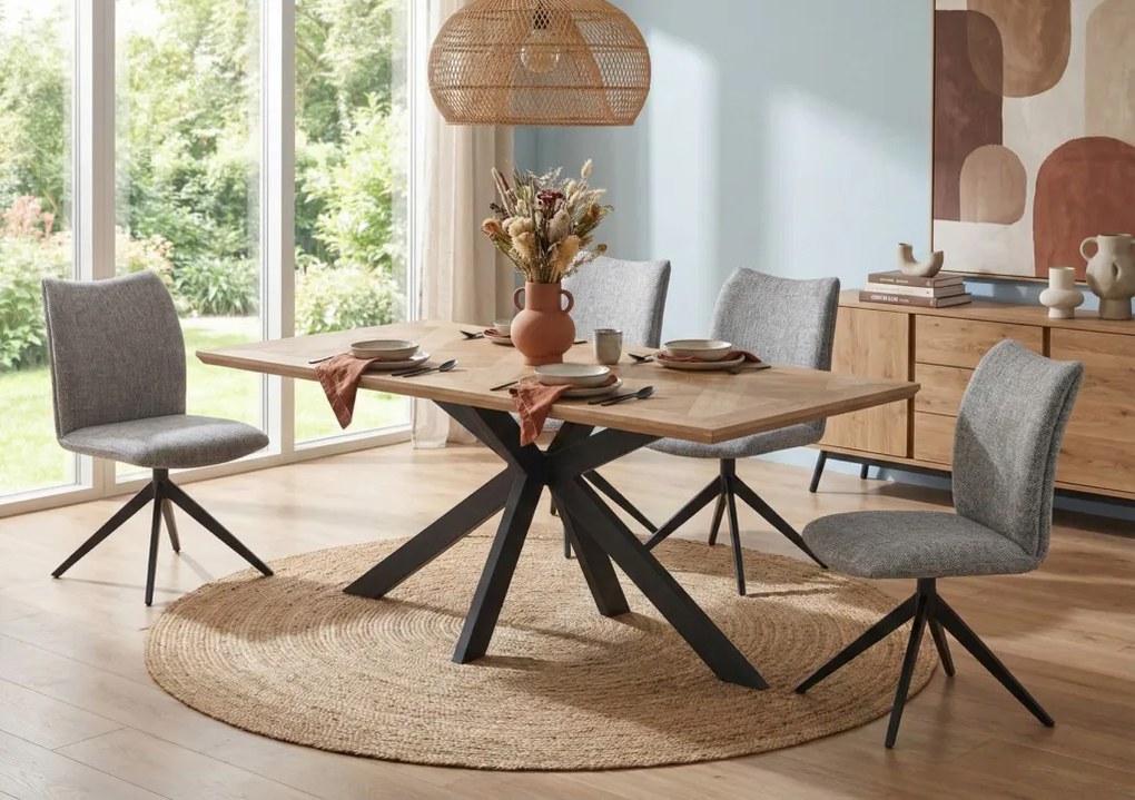 Otočná jedálenská stolička Kassandra, holubia šedá tkanina