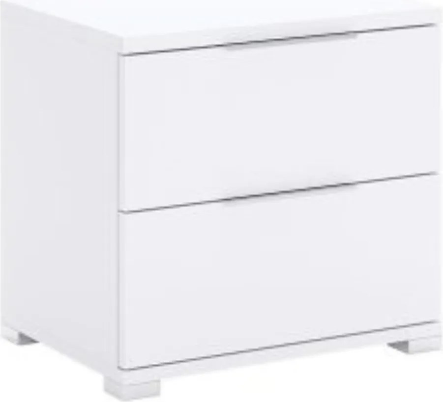Nočný stolík s dvomi zásuvkami biely mat Barton BT-52-WM